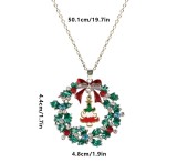 Christmas Bicolor Bell Christmas Snowman Christmas Tree Pendant with Diamond Necklace