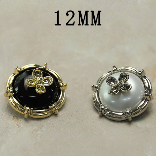 12MM Metal Clover flower snap button charms