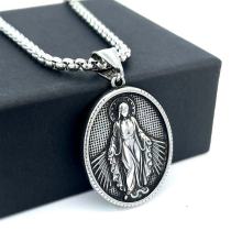 60CM Stainless Steel Ancient Greek Mythology of the Virgin Mary Pendant Necklace