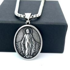 60CM Stainless Steel Ancient Greek Mythology of the Virgin Mary Pendant Necklace