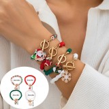 Christmas Soft Pottery Beaded Bracelet Holiday Gift Snowman Bracelet Set