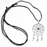Stainless Steel  Dreamcatche Leather Chain Necklace fit 20MM chunks snaps jewelry