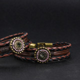 Handwoven multi-layer diamond bracelet leather bracelet