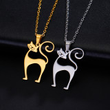 Stainless Steel Valentine's Day Couple Cat Pendant Necklace