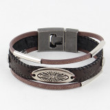 Cross multi-layer creative hand woven leather bracelet