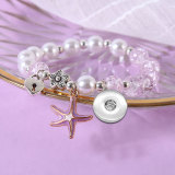 Crystal Butterfly Starfish Beaded Elastic Bracelet fit  20MM Snaps button  wholesale