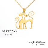 Stainless Steel Valentine's Day Couple Cat Pendant Necklace