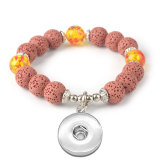 Colored volcanic stone natural stone beaded elastic bracelet fit  20MM Snaps button  wholesale