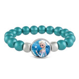 1 buttons With Frozen fairy tale princess glass buckle  beads Elasticity  bracelet fit18&20MM  snaps jewelry