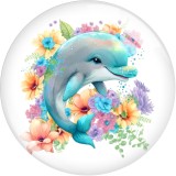 20MM Pretty dolphin Print glass snap button charms