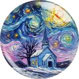 20MM Van Gogh oil painting  Cat  lighthouse  Print glass snap button charms