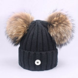 Knitted hat, wool ball, warm autumn and winter wool hat fit 20MM Snaps button jewelry wholesale