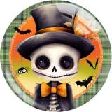 20MM  Halloween  Cat skull crow Print glass snap button charms