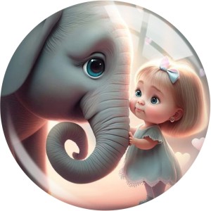 20MM Cartoon color  Little Elephant  Print glass snap button charms