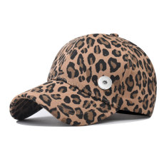 Leopard printed cotton baseball cap sun visor cap duck tongue cap fit 18mm Snaps button jewelry wholesale