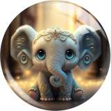 20MM Cartoon color  Little Elephant  Print glass snap button charms