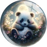 20MM  panda Print glass snap button charms
