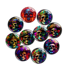 20MM Punk skull  Print glass snap button charms