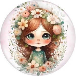 20MM  girl  Pretty Flower Fairy  Print glass snap button charms