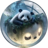 20MM  panda Print glass snap button charms