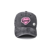 Pink Love Cotton Embroidered Baseball Hat Washed Old Duck Tongue Hat Classic Baseball Hat fit 18mm Snaps button jewelry wholesale