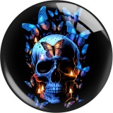20MM Halloween  Art  skull Print glass snap button charms