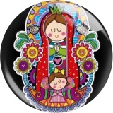 20MM Cartoon girl  Russian dolls  Print glass snap button charms