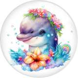 20MM Pretty dolphin Print glass snap button charms