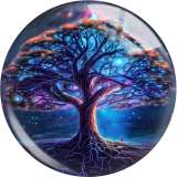 20MM color  tree of life  Print glass snap button charms