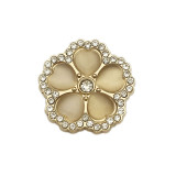 22MM Flower with diamond Metal  snap button charms