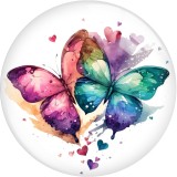 20MM color  Butterfly Print glass snap button charms