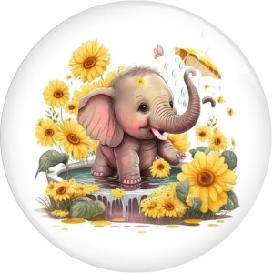 20MM Cartoon color panda Little Elephant Print glass snap button charms
