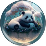 20MM  panda Print glass snap button charms