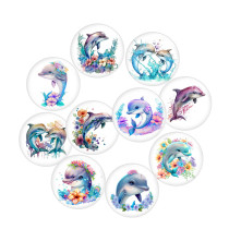 20MM Pretty dolphin Print glass snap button charms