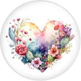 20MM  Love Flower  Valentine's Day  Print glass snap button charms