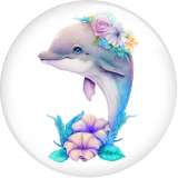 20MM Pretty dolphin Print glass snap button charms