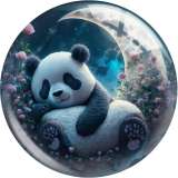 20MM  panda Print glass snap button charms