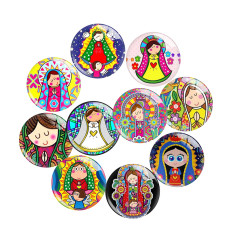 20MM Cartoon girl  Russian dolls  Print glass snap button charms