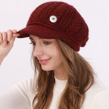 Autumn and Winter Knitted Duck Tongue Hat Fashion and Warm Versatile Beret fit 20MM Snaps button jewelry wholesale