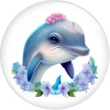 20MM Pretty dolphin Print glass snap button charms