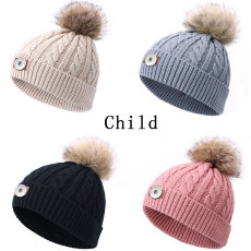 Winter Children's Plunger Ball Baby Knitted Hat Warm Hat fit 20MM Snaps button jewelry wholesale