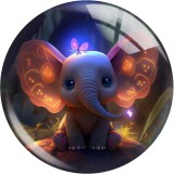 20MM Cartoon color  Little Elephant  Print glass snap button charms