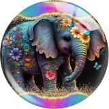 20MM Cartoon color panda Little Elephant Print glass snap button charms