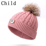 Winter Children's Plunger Ball Baby Knitted Hat Warm Hat fit 20MM Snaps button jewelry wholesale