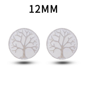 12MM Life Tree Drip Oil round snap silver plated  interchangable snaps jewelry