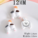 12MM Cartoon Cat Dog Head and Butt resin snap button charms