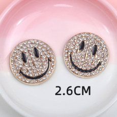 20MM Golden Diamond Smiling Face Resin snap button charms