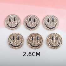20MM Golden Diamond Smiling Face Resin snap button charms