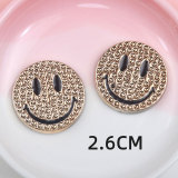 20MM Golden Diamond Smiling Face Resin snap button charms