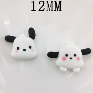 12MM Cute black eared puppy, Pacha dog resin snap button charms
